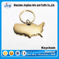 custom high quality metal souvenir keyrings american map shape keychain